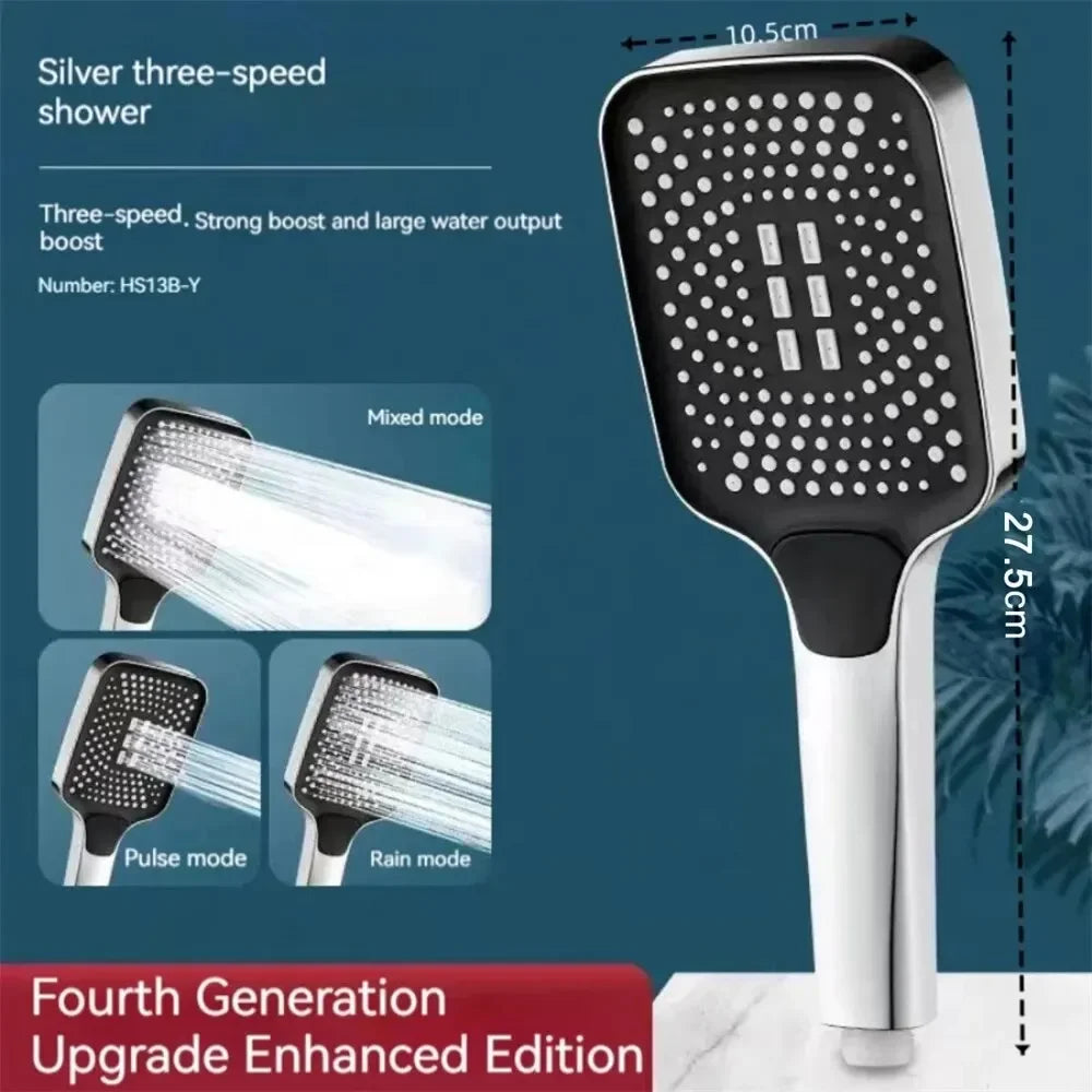 3-Mode Adjustable Shower Head — High Pressure Rainfall Showerhead