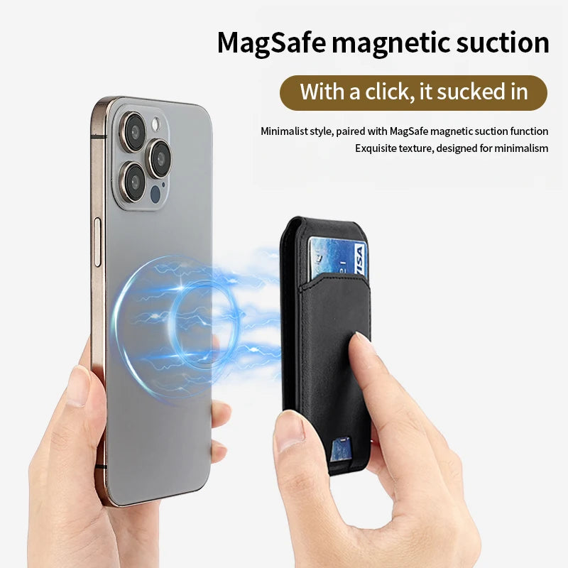 MagSafe Magnetic Leather Wallet Case — iPhone 16/15/14/13 Card Holder Cover