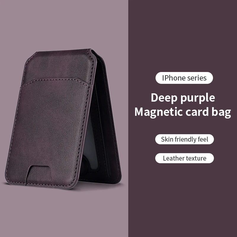 MagSafe Magnetic Leather Wallet Case — iPhone 16/15/14/13 Card Holder Cover