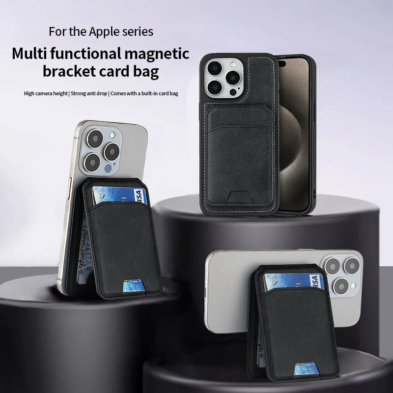 MagSafe Magnetic Leather Wallet Case — iPhone 16/15/14/13 Card Holder Cover