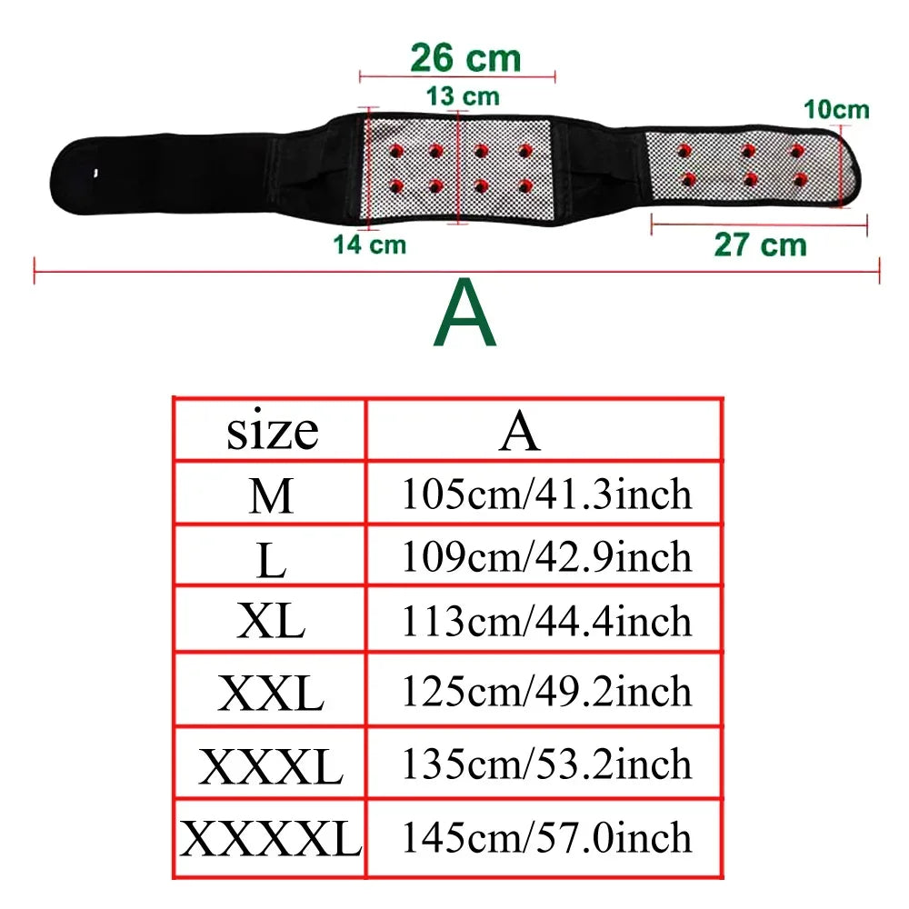 Adjustable Magnetic Therapy Back Support Belt — Lumbar Brace (M–4XL)