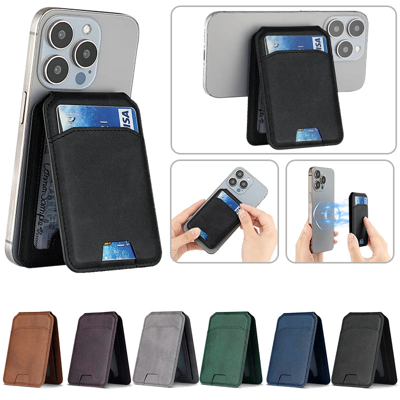 MagSafe Magnetic Leather Wallet Case — iPhone 16/15/14/13 Card Holder Cover